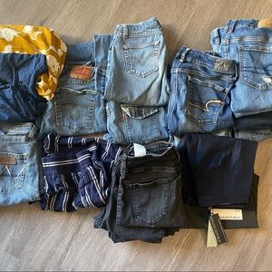 Jeans , jeggings, dress pants, jumpsuits